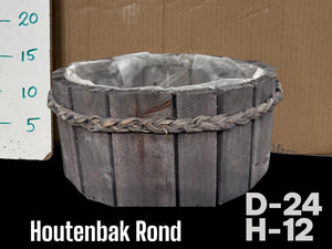 Round Wooden Pot Decor