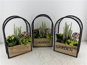 Mixed Colour Garden Arrangement with Iron Frame