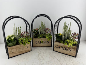Mixed Colour Garden Arrangement with Iron Frame