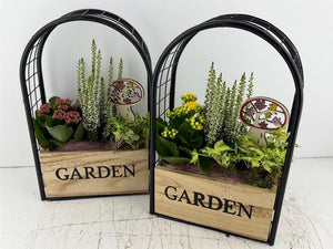 Mixed-Colour Garden Arrangement with Iron Frame