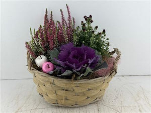 Mixed Colour Floral Arrangement – Grey Oval Pot