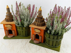 Mixed Colour Wooden House Plant Arrangement