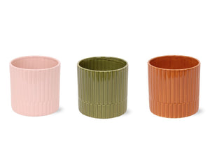 Ribbed Ceramic Plant Pot – 13cm