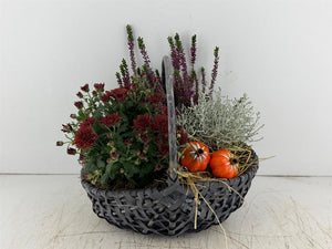 Mixed Colour Arrangement in Grey Harvest Basket