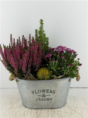 Oval Zinc Flower Garden Arrangement
