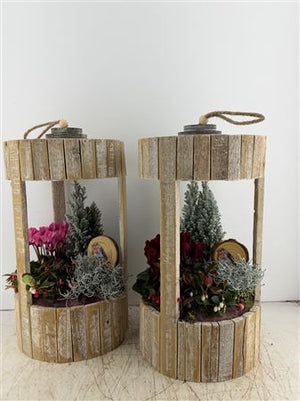 XXL Wooden Lantern Arrangement – Mixed Colours