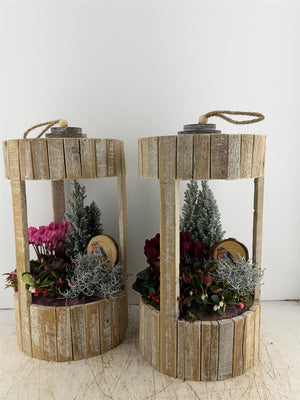 XXL Wooden Lantern Arrangement – Mixed Colours