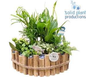 Large Blue Maritime Plant Arrangement – 35cm Wooden Boat