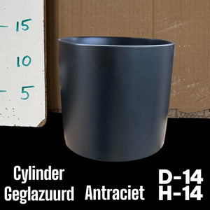 Black Ceramic Cylinder Plant Pot – 14cm