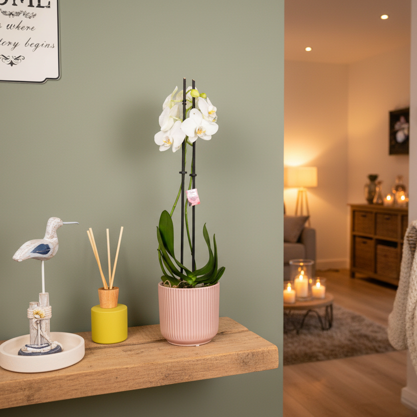 Phalaenopsis 2 stem Orchid Plant White