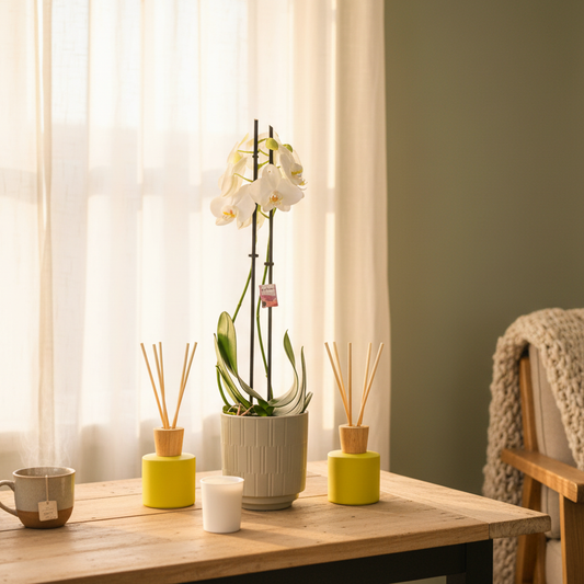 Phalaenopsis 2 stem Orchid Plant White