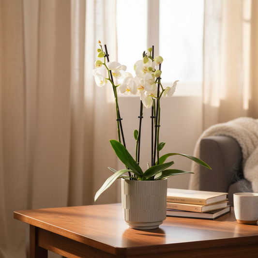 Phalaenopsis 3 stem Orchid Plant White