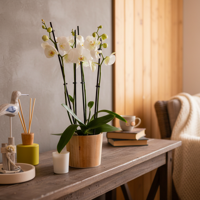 Phalaenopsis 3 stem Orchid Plant White