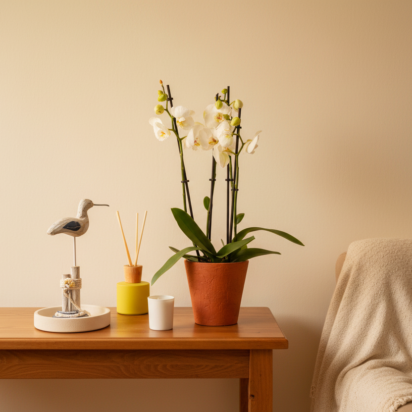 Phalaenopsis 3 stem Orchid Plant White