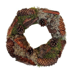 Green Pine Cone Moss Wreath – 30cm