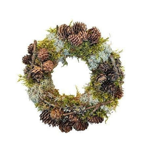Green Moss and Pine Cone Wreath – 30cm