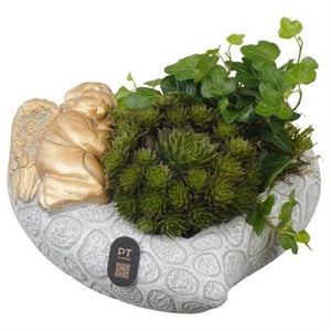 All Saints’ Day Heart Arrangement – 20cm Concrete Pot