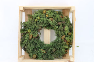 Green Cypress Pinecone Wreath – 40cm