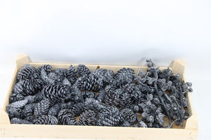 Blue Grey Wax Pinecone Decoration – 10cm