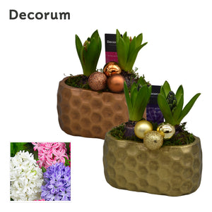 Oval Zinc Flower Arrangement – 15cm Pot