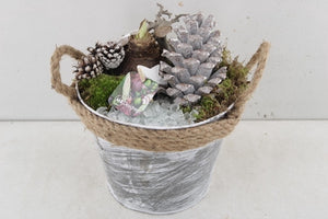 White Amaryllis Arrangement in Zinc Planter – 21cm