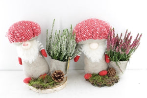 Outdoor Wooden Bark Arrangement with Gnome – 20cm