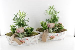 Mixed Rose Arrangement in Wooden Pot – 45cm