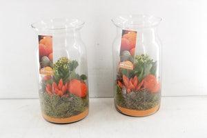 Orange Candy Jar Floral Arrangement – 15cm Glass Pot