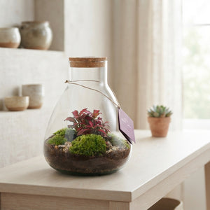 Large Erlenmeyer Glass Terrarium with LED – 26cm