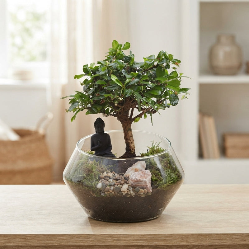Indoor Bonsai Tree – 20cm Glass UFO Pot