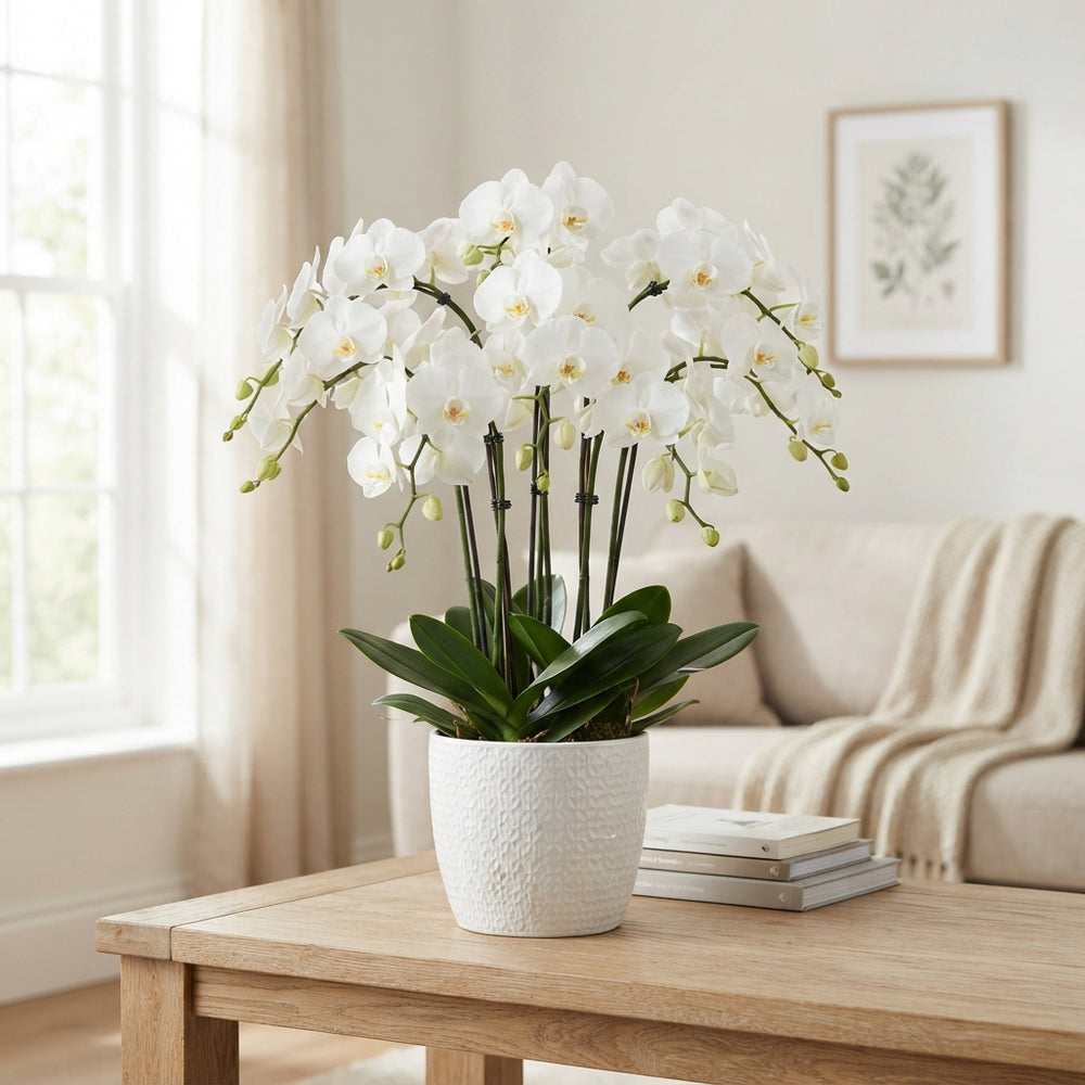 White Phalaenopsis Orchid – 27cm Ceramic Pot