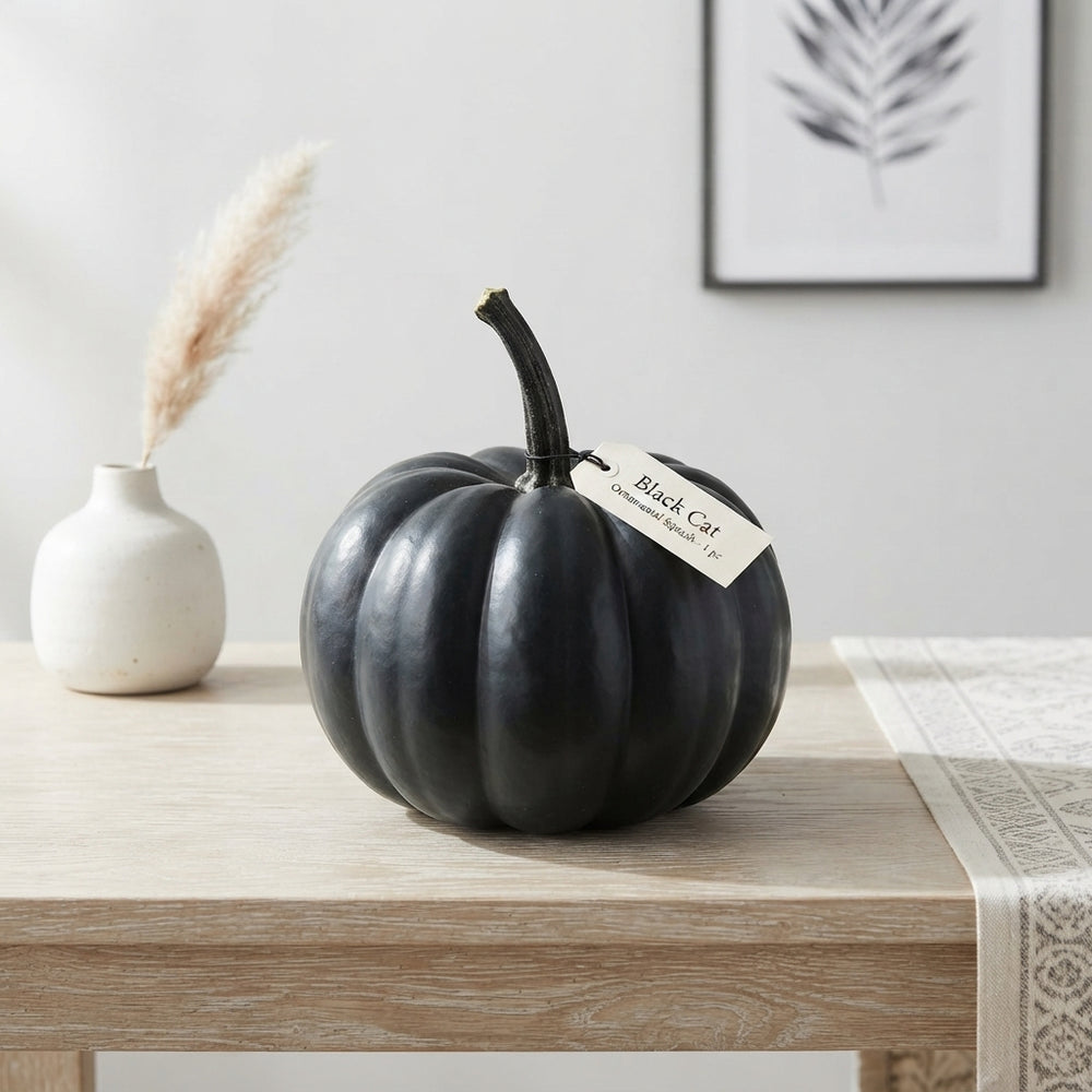 Black Cat Ornamental Pumpkin – Large Decorative Fruit