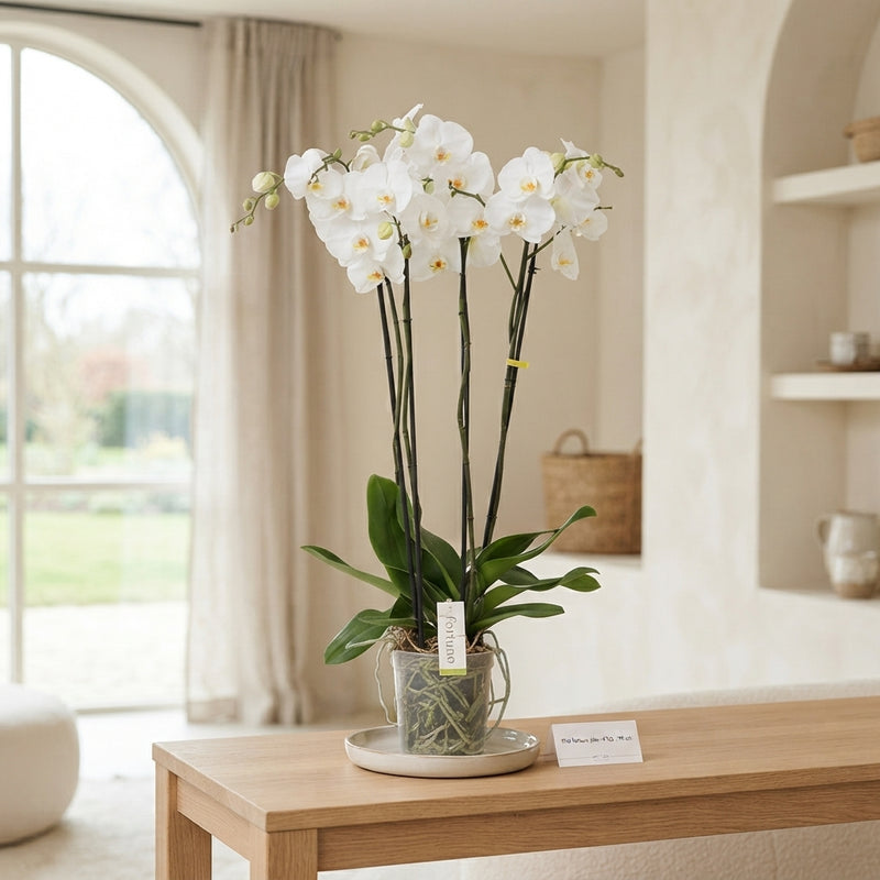 White Phalaenopsis Orchid – 4 Stem, 17cm Pot