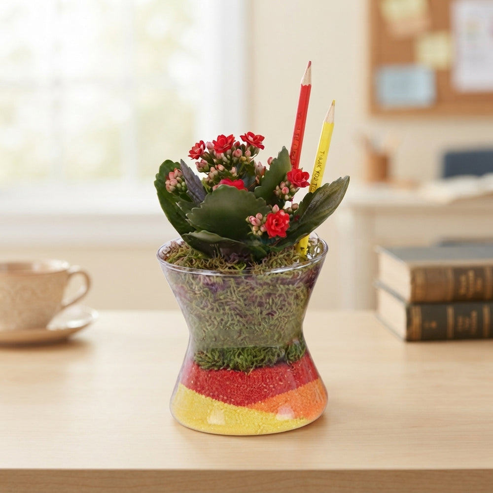 Thank You Teacher Indoor Glass Arrangement – 13cm