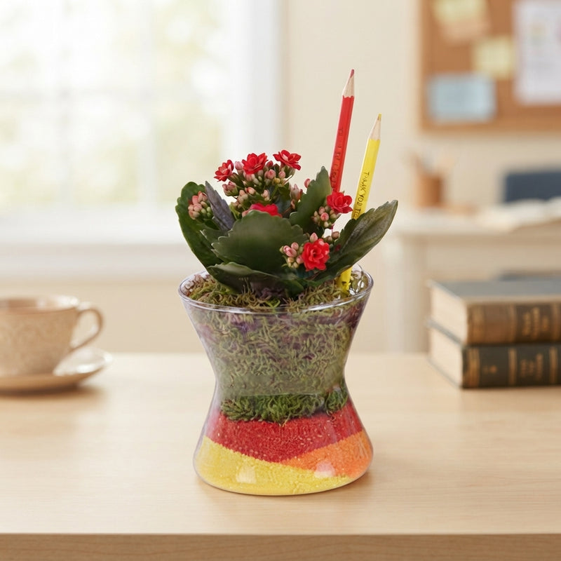 Thank You Teacher Indoor Glass Arrangement – 13cm