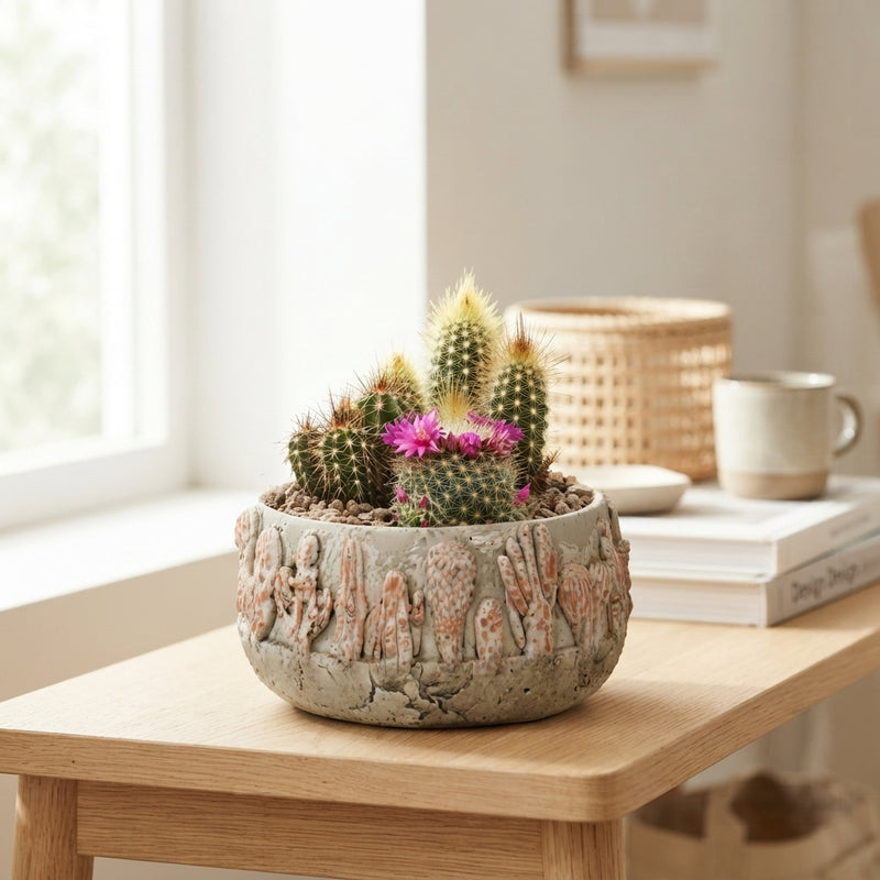 Mixed Cactus Display in Tacana Ceramic – 17cm Pot