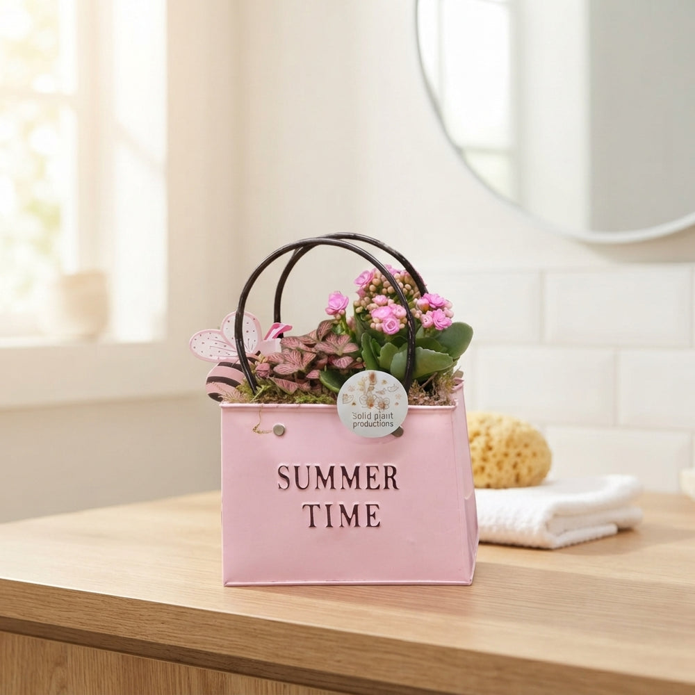 Summer Flower Arrangement in Zinc Bag – 18cm Pot
