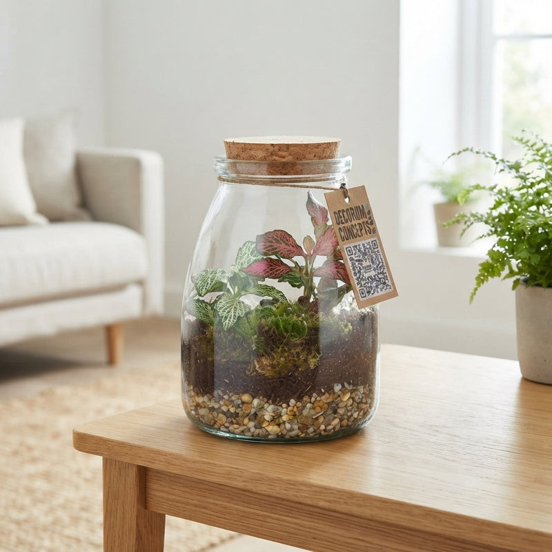 Mixed Colour Terrarium Arrangement – 9cm Glass Pot