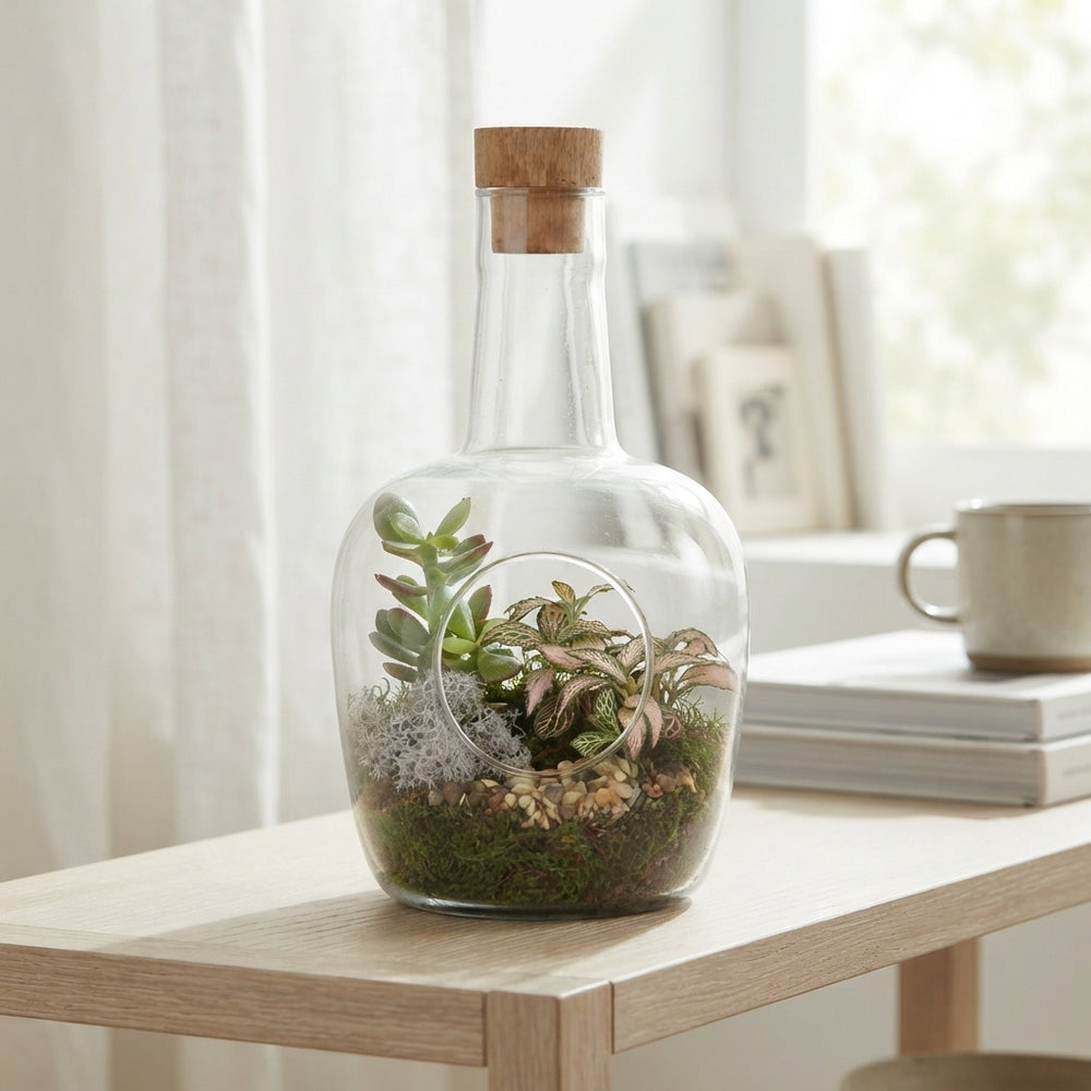 Year-Round Indoor Plant Arrangement in Glass Vase – 18cm