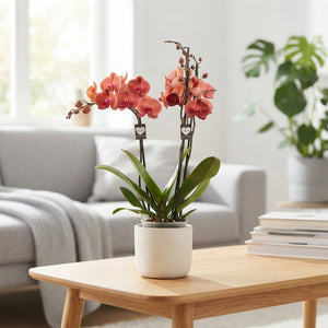 Orange Phalaenopsis Orchid – 2 Stem, 12cm Pot