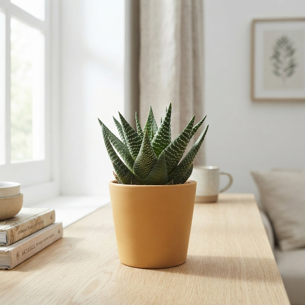 Mixed Haworthia Succulent in Ceramic Decorative Pot – 8.5cm
