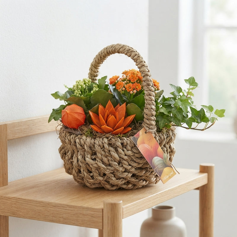 Orange Indoor Hanging Basket Arrangement – 24cm