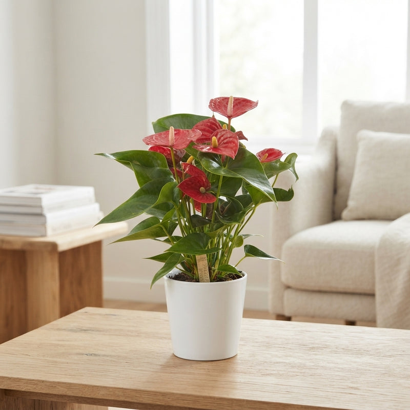 Red Anthurium Houseplant – 12cm Ceramic Pot