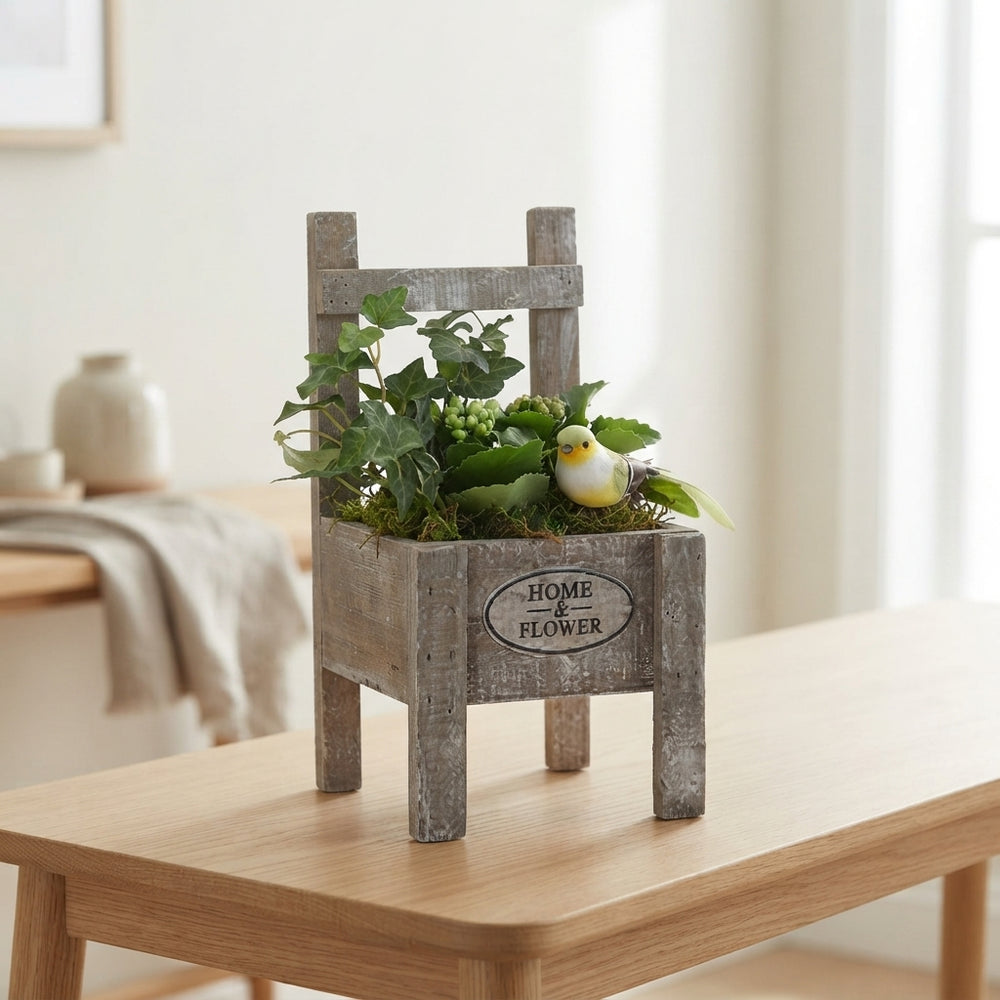 Mixed Home Flower Arrangement – 15cm Wooden Pot