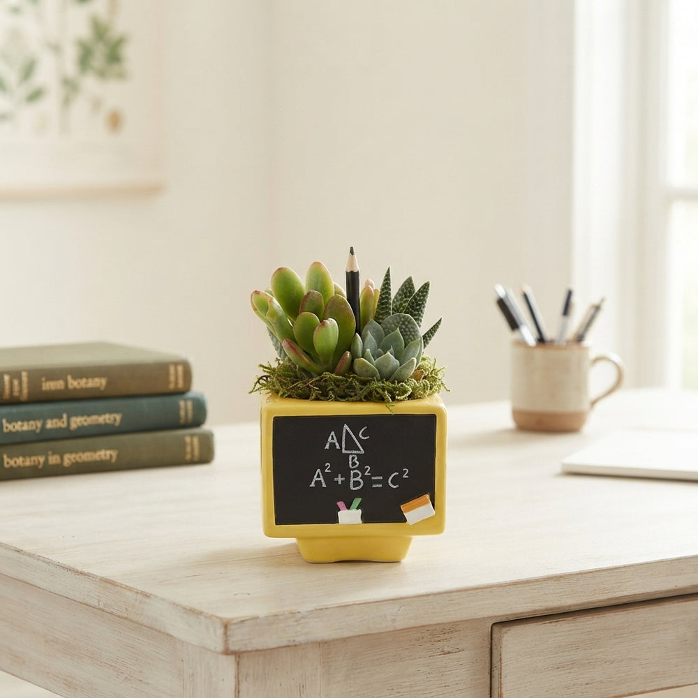 Decorative Blackboard Plant Arrangement – 10cm Ceramic Pot