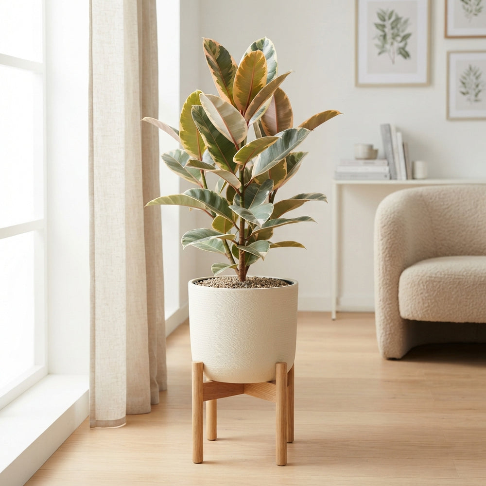 Ficus Elastica ‘Tineke’ Rubber Plant – 27cm Pot