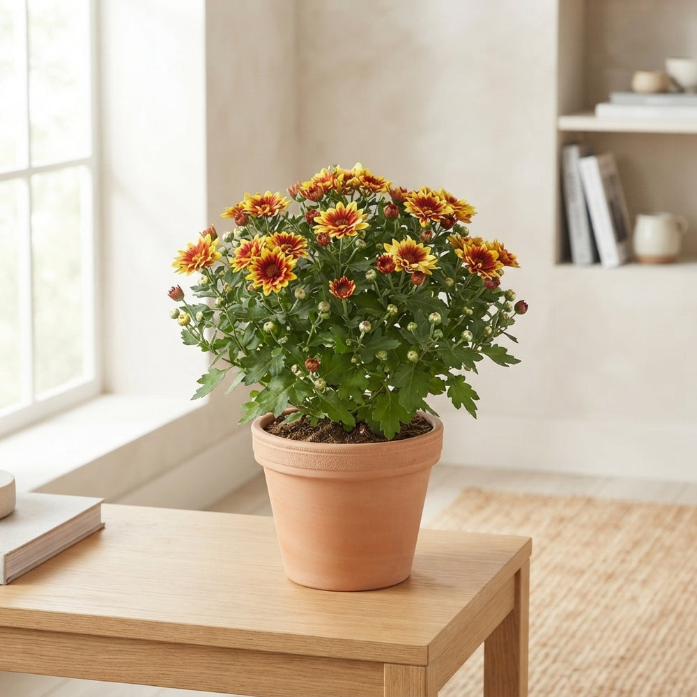 Yellow and Red Chrysanthemum – 12cm Pot