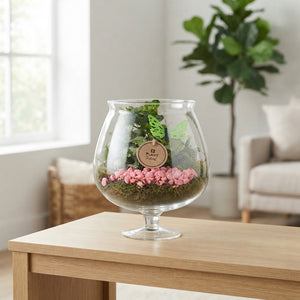Large Pink and White Flower Arrangement – 22cm Glass Pot