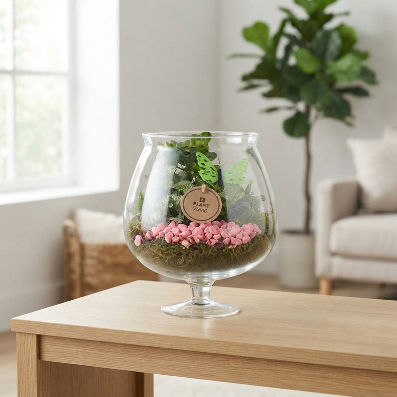 Large Pink and White Flower Arrangement – 22cm Glass Pot