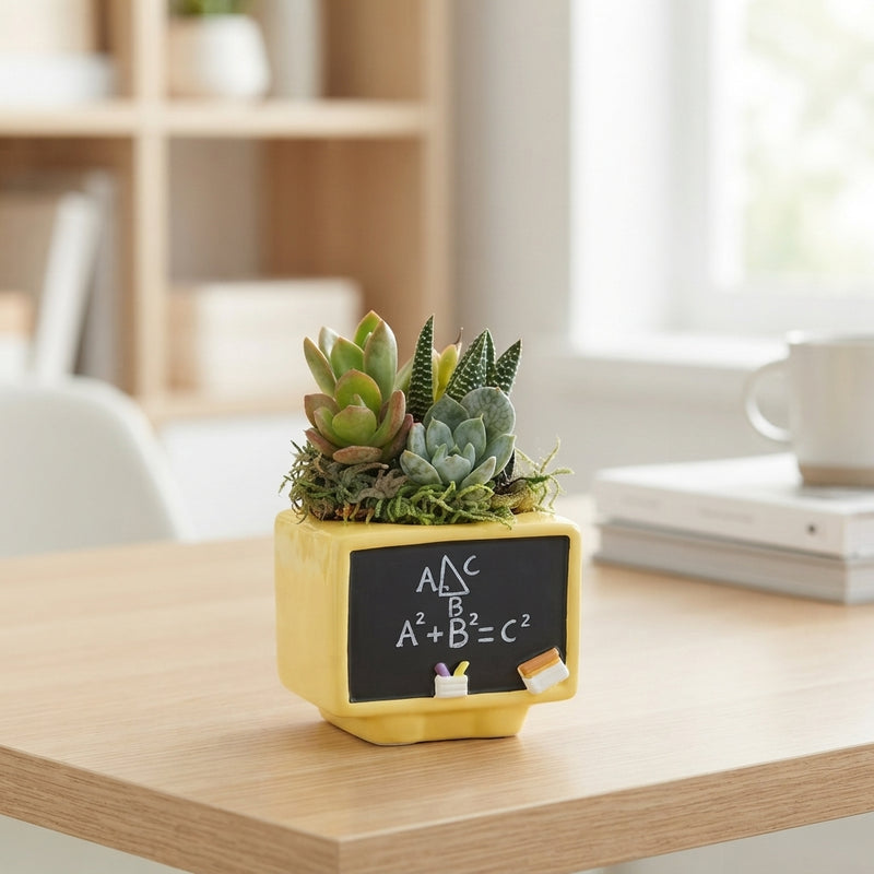 Decorative Blackboard Plant Arrangement – 10cm Ceramic Pot